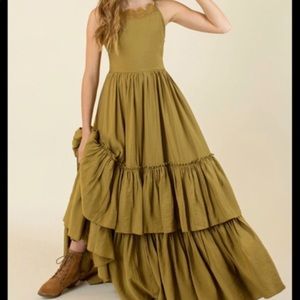 Joyfolie Evony Dress in Khaki Olive